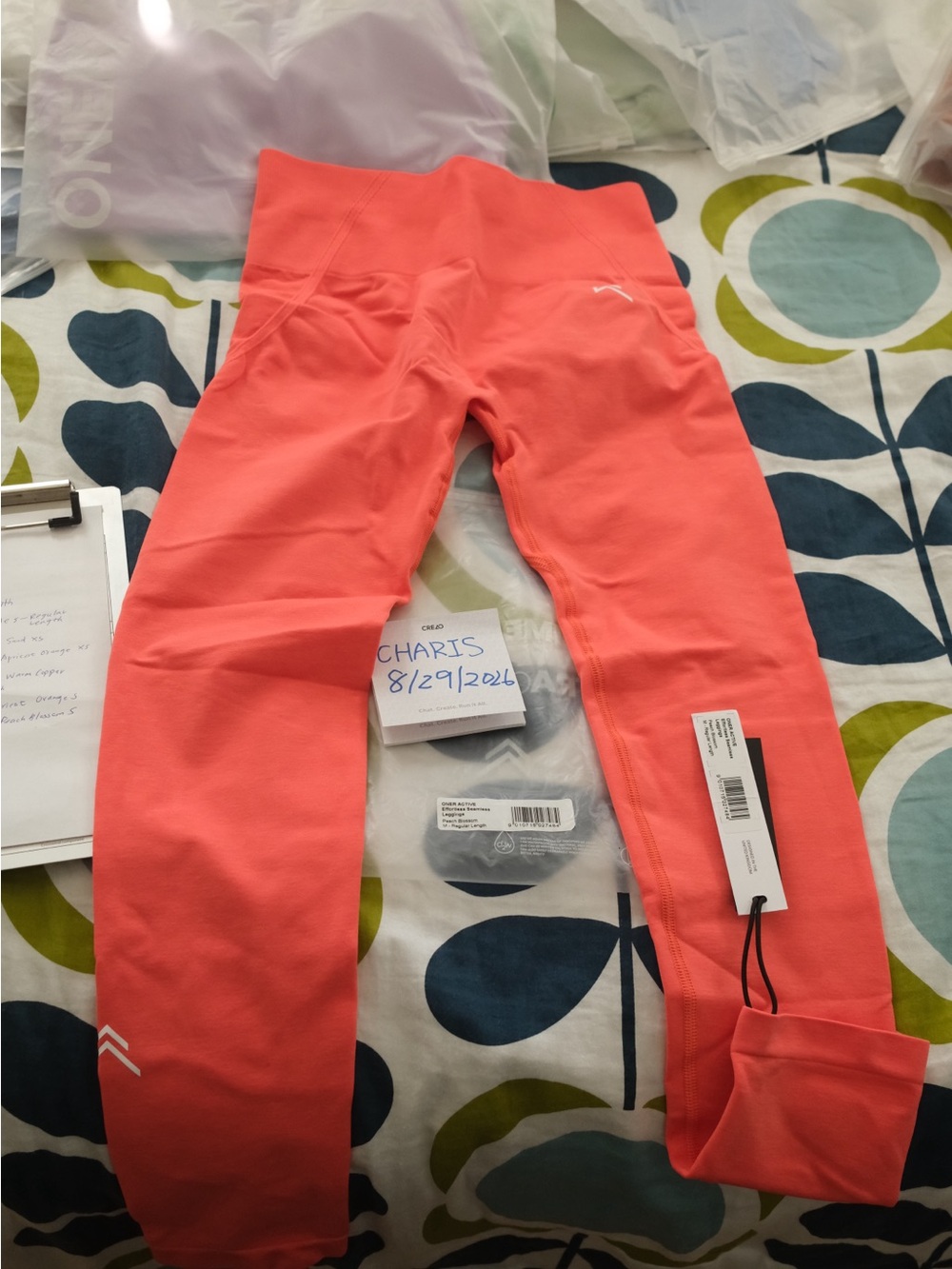ONER Active Peach Blossom Effortless Leggings NWT M